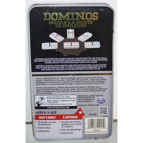 3/$15 Spin Master Double 6 Color Dot Dominoes (28 Piece Set)  Complete GUC - Picture 2 of 3